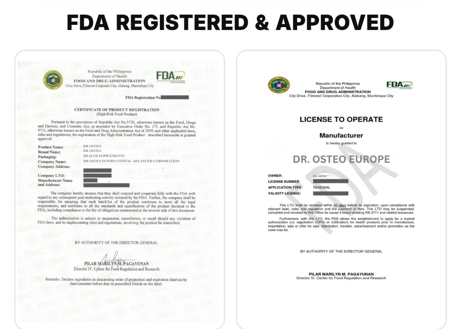 Dr. Osteo product information