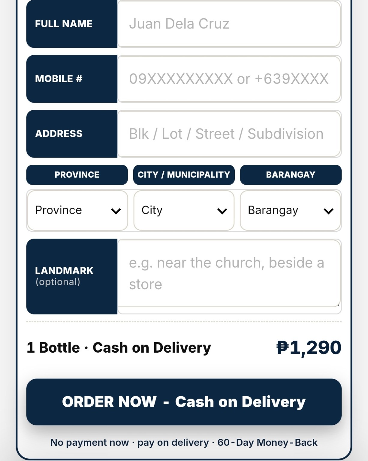 Order form reference